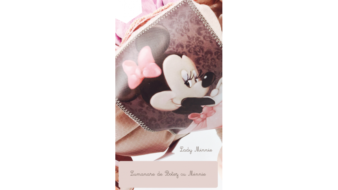 Lumanare de botez pentru fetite cu Minnie Mouse Vintage, 65x4 cm, Lady Minnie  1